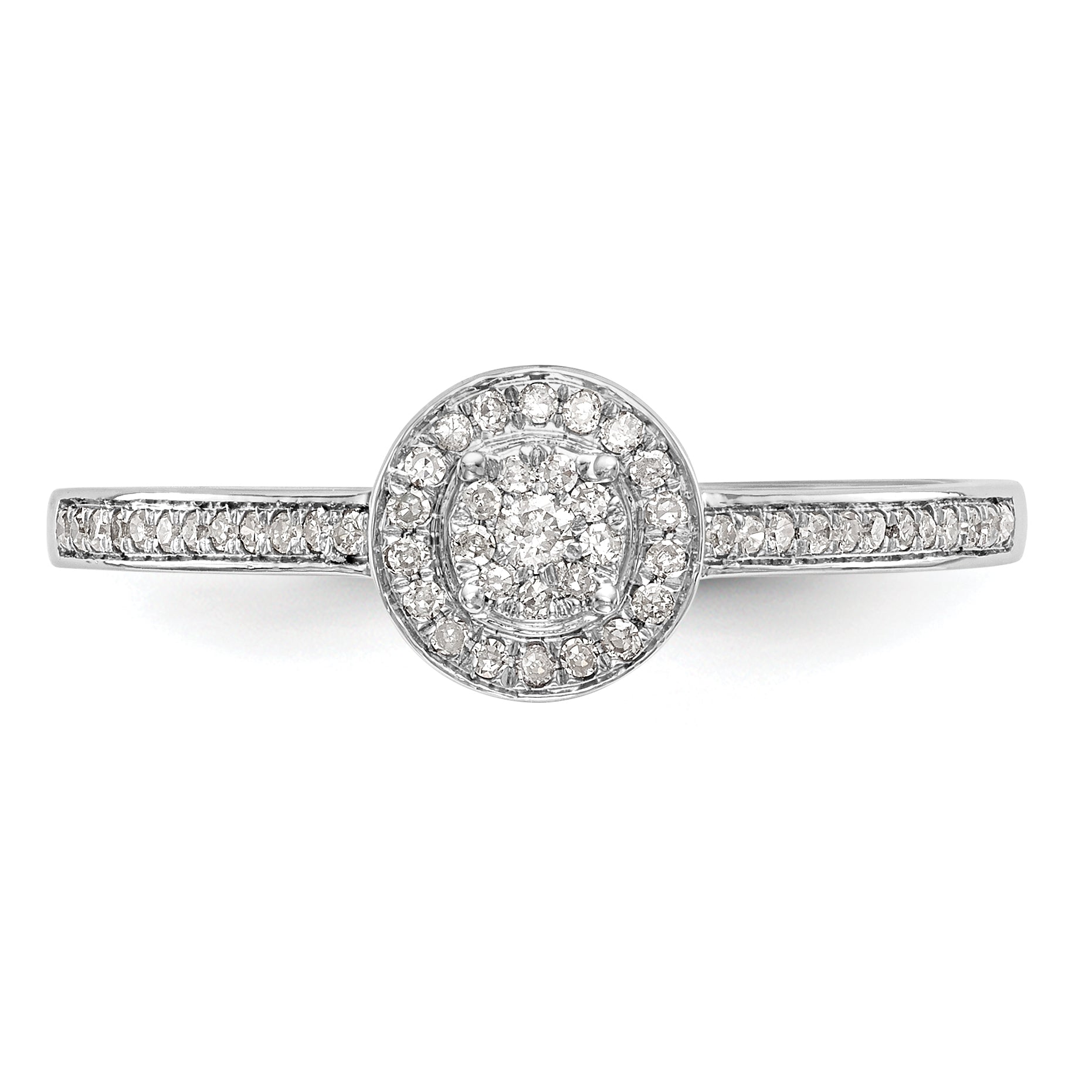 0.17ct. CZ Solid Real 14K White Gold Complete Cluster Engagement Ring