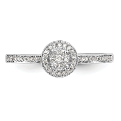 0.17ct. CZ Solid Real 14K White Gold Complete Cluster Engagement Ring