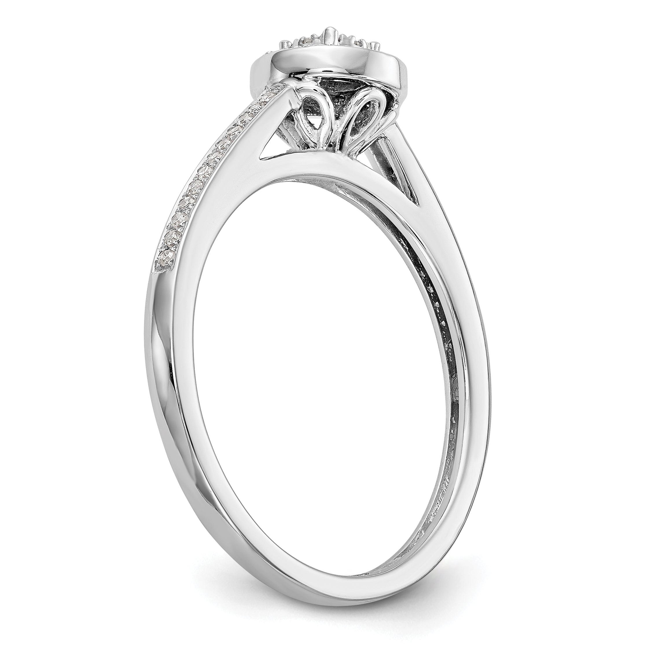 0.17ct. CZ Solid Real 14K White Gold Complete Cluster Engagement Ring