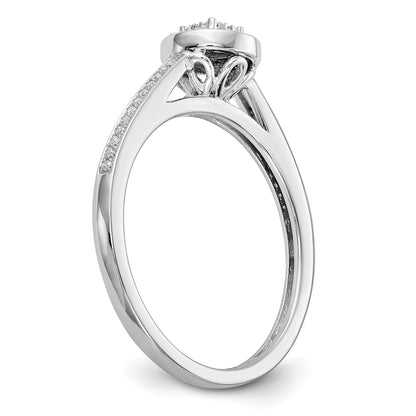 0.17ct. CZ Solid Real 14K White Gold Complete Cluster Engagement Ring