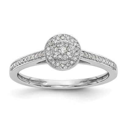 0.17ct. CZ Solid Real 14K White Gold Complete Cluster Engagement Ring