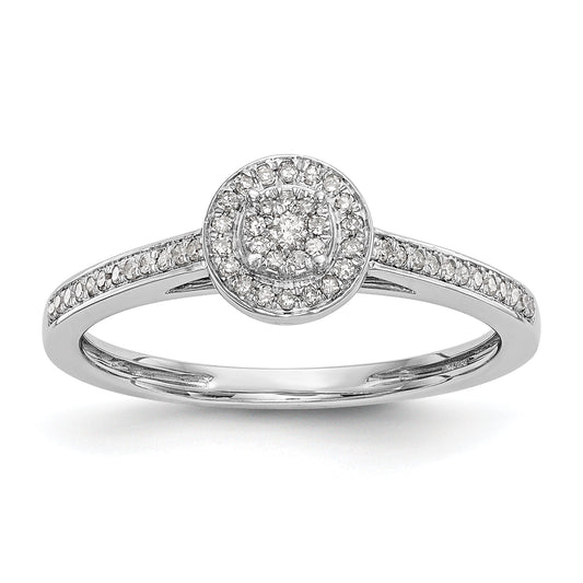 0.17ct. CZ Solid Real 14K White Gold Complete Cluster Engagement Ring