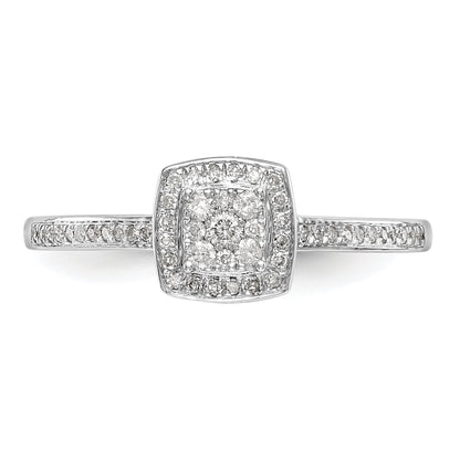 0.19ct. CZ Solid Real 14K White Gold Complete Cluster Engagement Ring