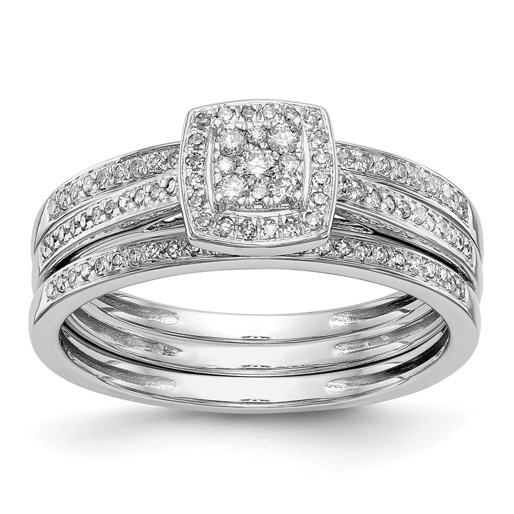 10k white gold complete real diamond cluster engagement ring rm2389e 019 0waa