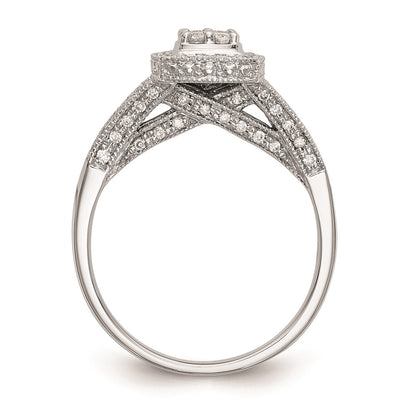 14K White Gold Complete Real Diamond Cluster Engagement Ring