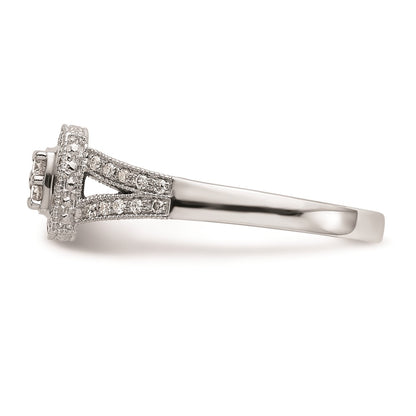 14K White Gold Complete Real Diamond Cluster Engagement Ring