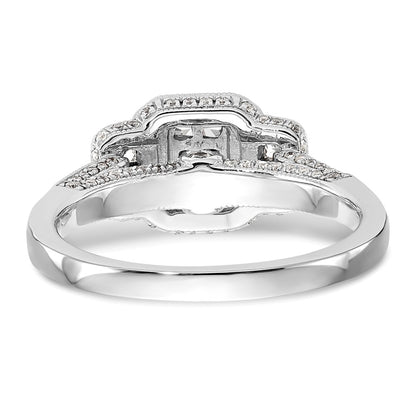 14K White Gold Complete Real Diamond Cluster Engagement Ring