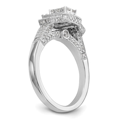 14K White Gold Complete Real Diamond Cluster Engagement Ring