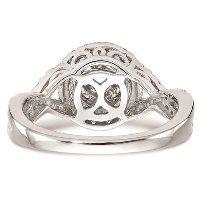 14K White Gold Complete Real Diamond Cluster Engagement Ring