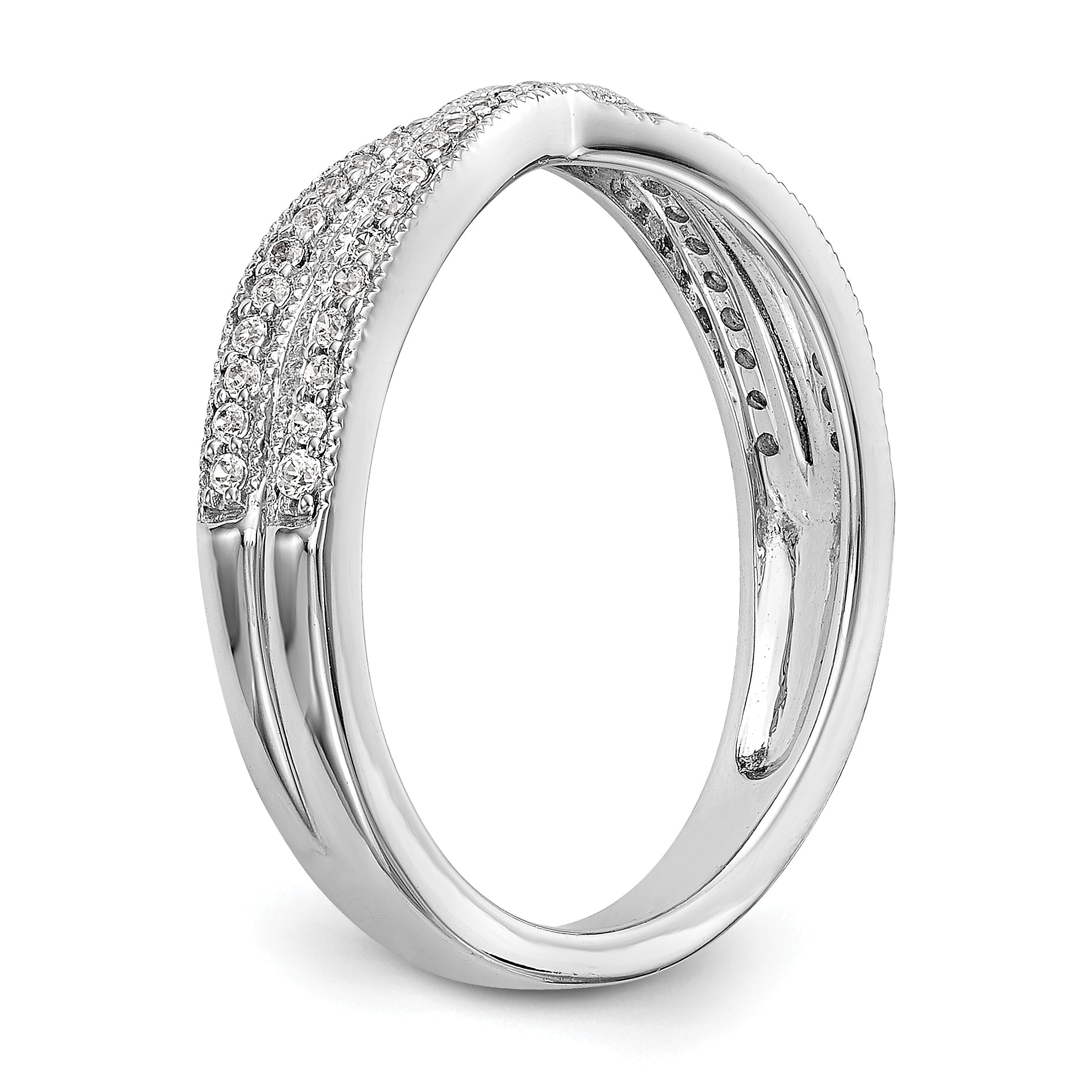 0.19ct. CZ Solid Real 14K White Gold Wedding Wedding Band Ring