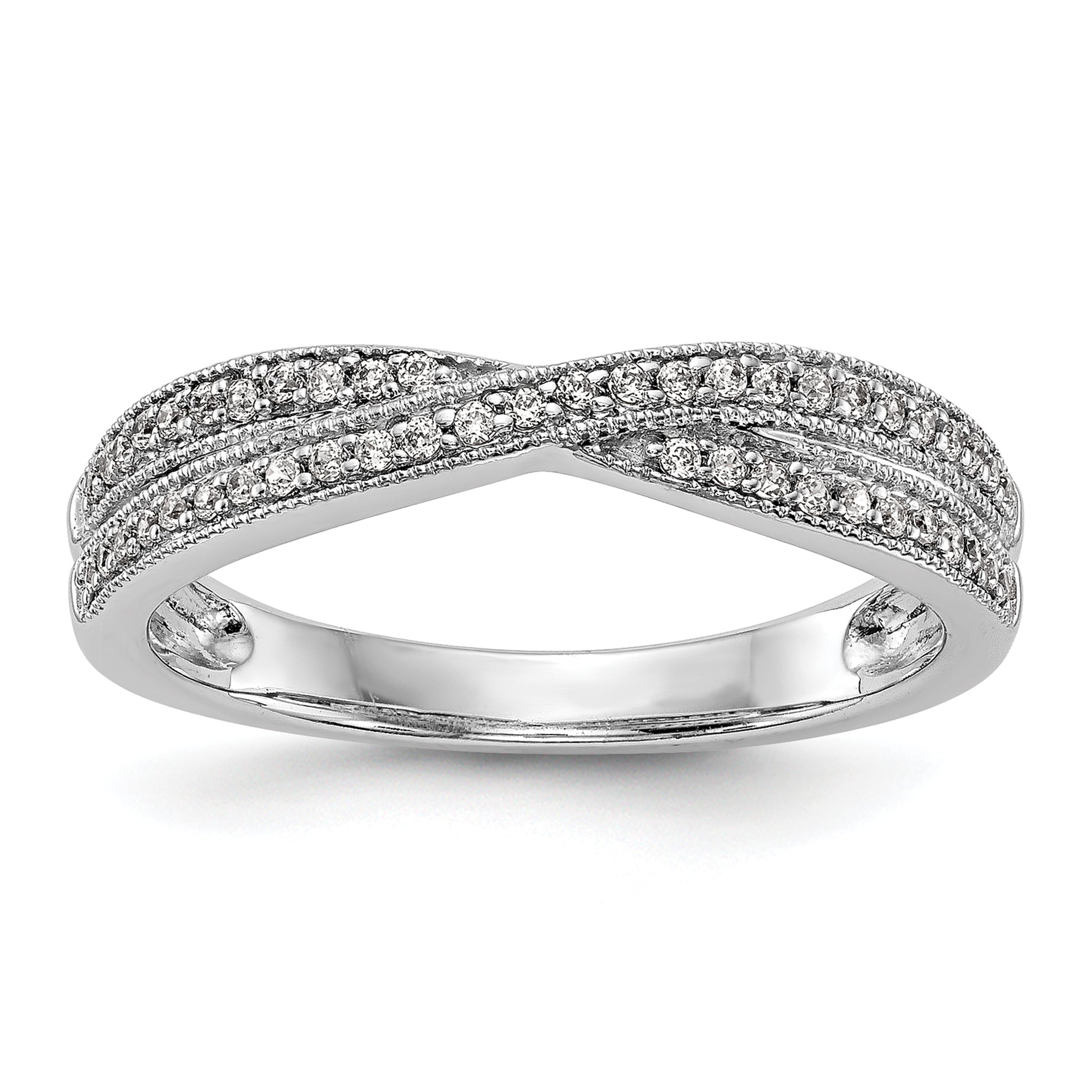 0.19ct. CZ Solid Real 14K White Gold Wedding Wedding Band Ring
