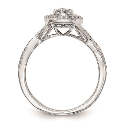 14K White Gold Complete Real Diamond Cluster Engagement Ring