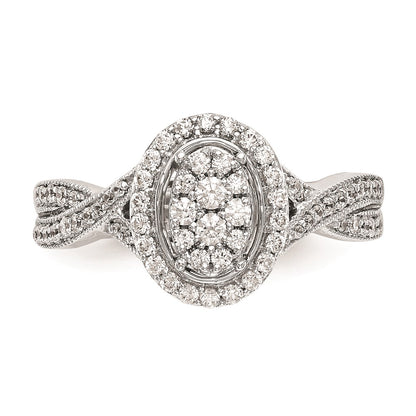 14K White Gold Complete Real Diamond Cluster Engagement Ring