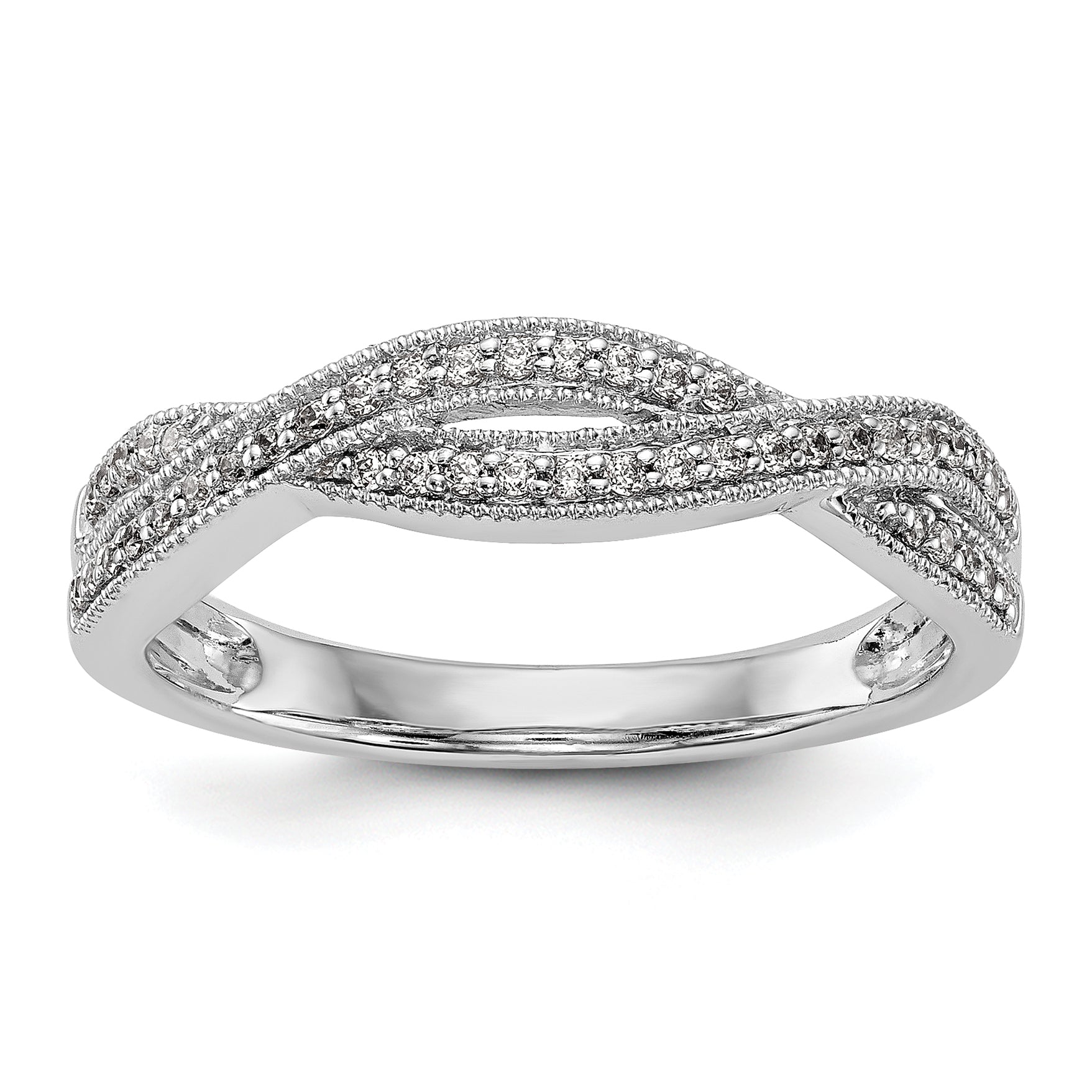 0.18ct. CZ Solid Real 14K White Gold Wedding Wedding Band Ring