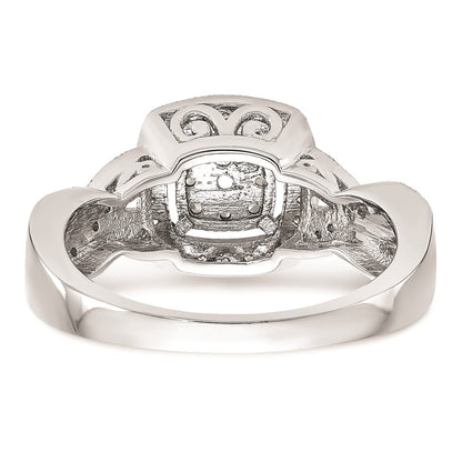 14K White Gold Complete Real Diamond Cluster Engagement Ring