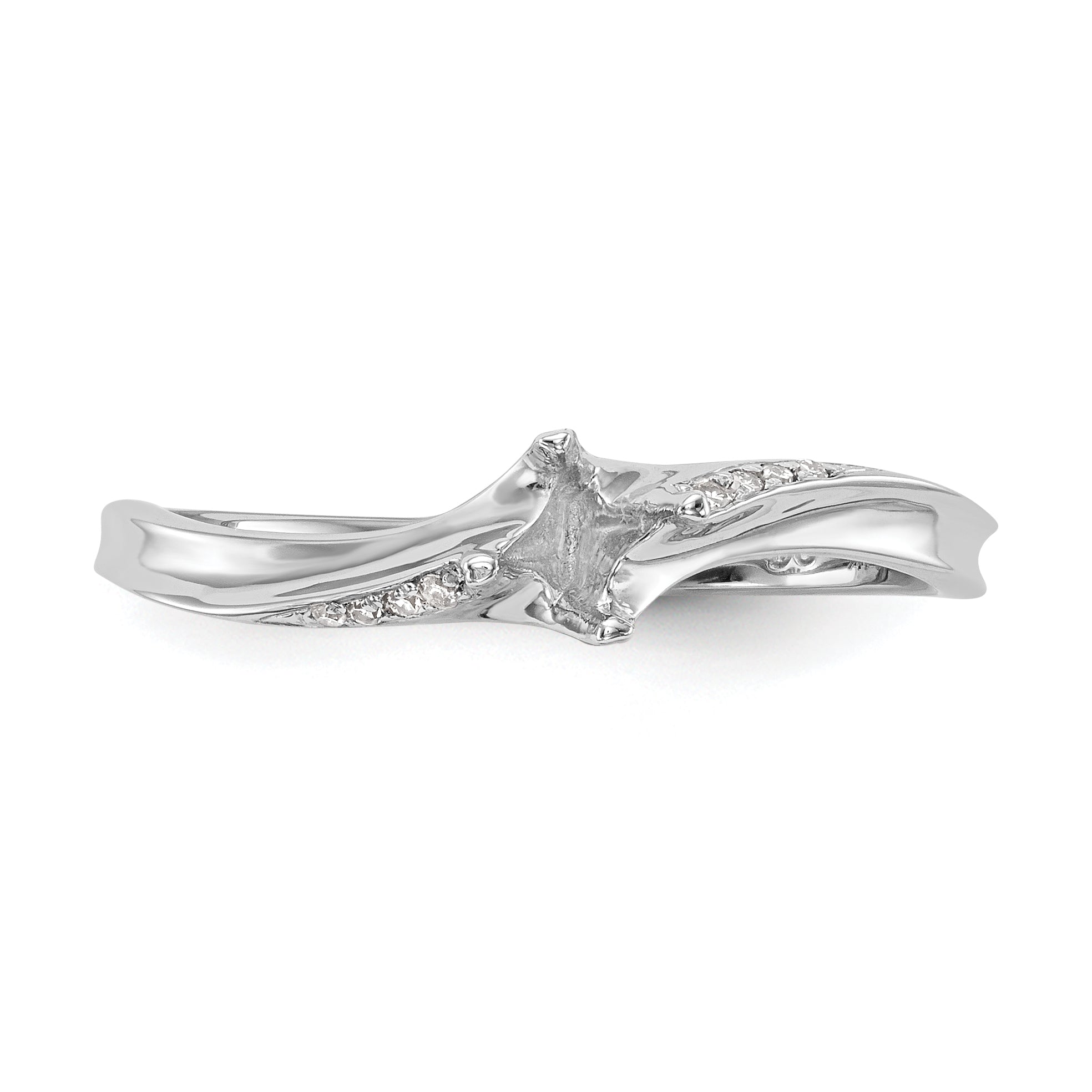 0.25ct. CZ Solid Real 14k White Gold Round By-Pass Engagement Ring