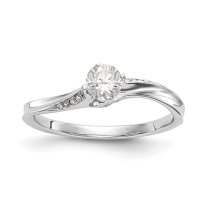 1/3 Ct. Natural Round Diamond By-Pass Engagement Bridal Ring 14K White Gold