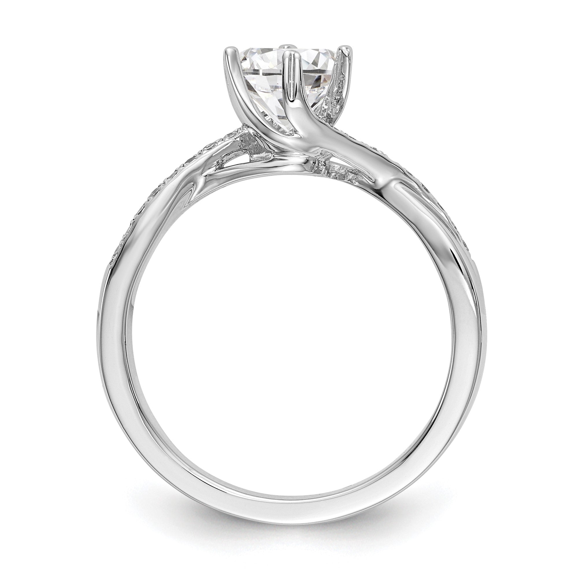0.60 Ct. Natural Round Diamond By-Pass Engagement Bridal Ring 14K White Gold