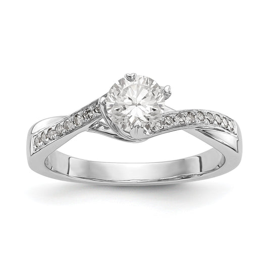 0.60 Ct. Natural Round Diamond By-Pass Engagement Bridal Ring 14K White Gold