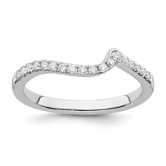 0.18ct. CZ Solid Real 14k White Gold Contoured Wedding Wedding Band Ring