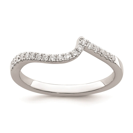 14k White Gold Real Diamond Contoured Wedding Band