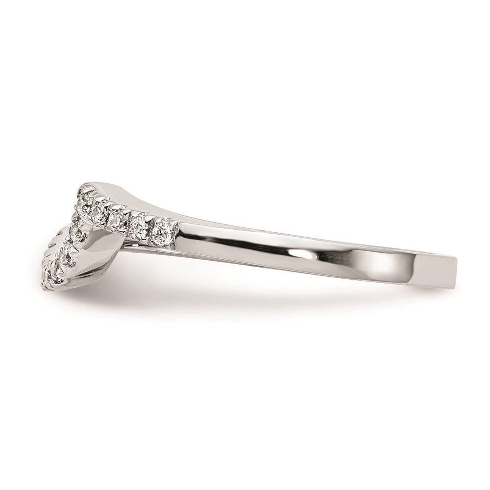 14k White Gold Real Diamond Contoured Wedding Band