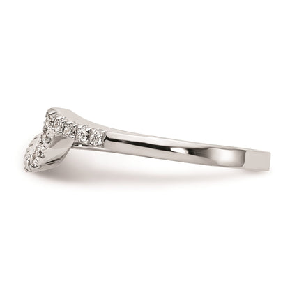 14k White Gold Real Diamond Contoured Wedding Band