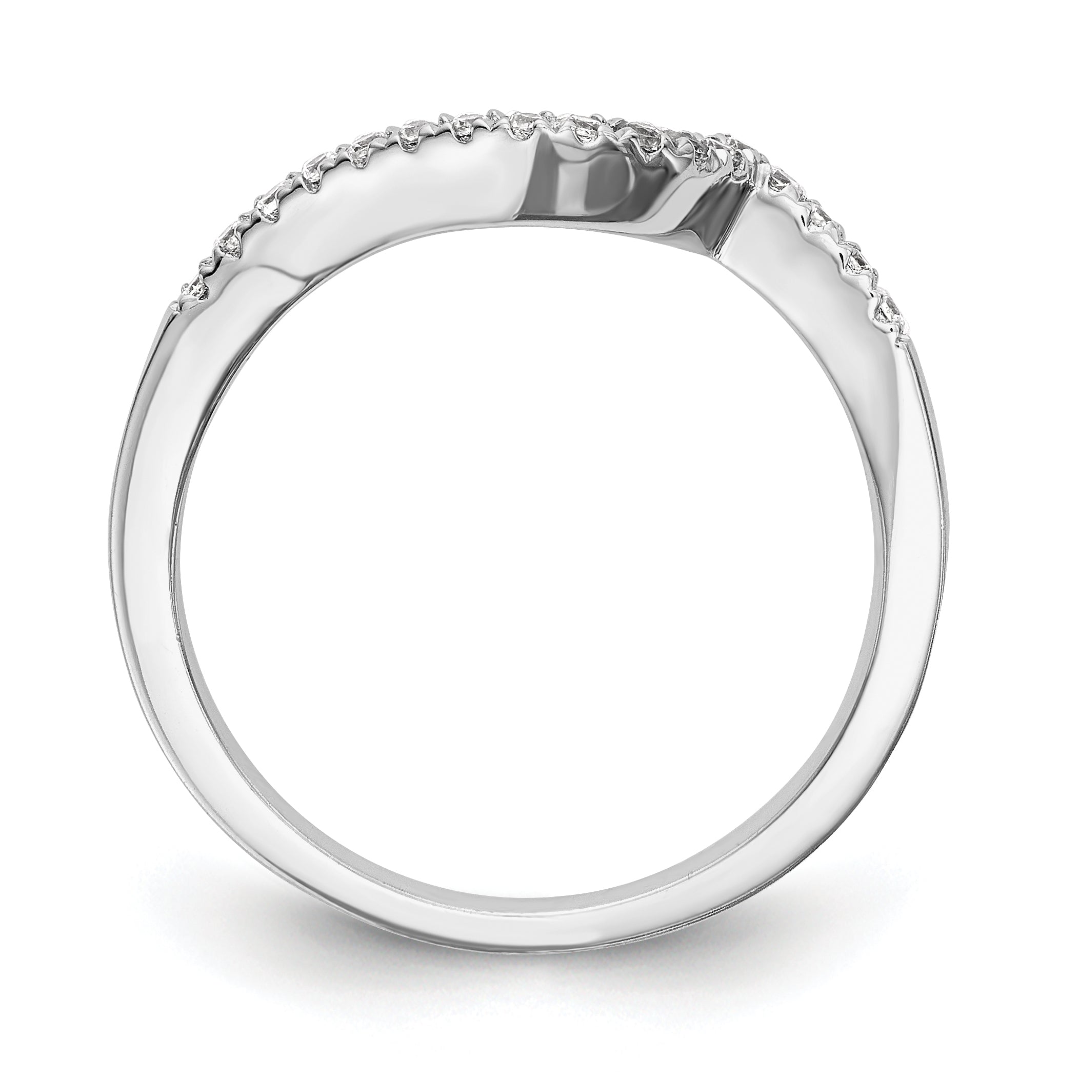0.20ct. CZ Solid Real 14k White Gold Contoured Wedding Wedding Band Ring