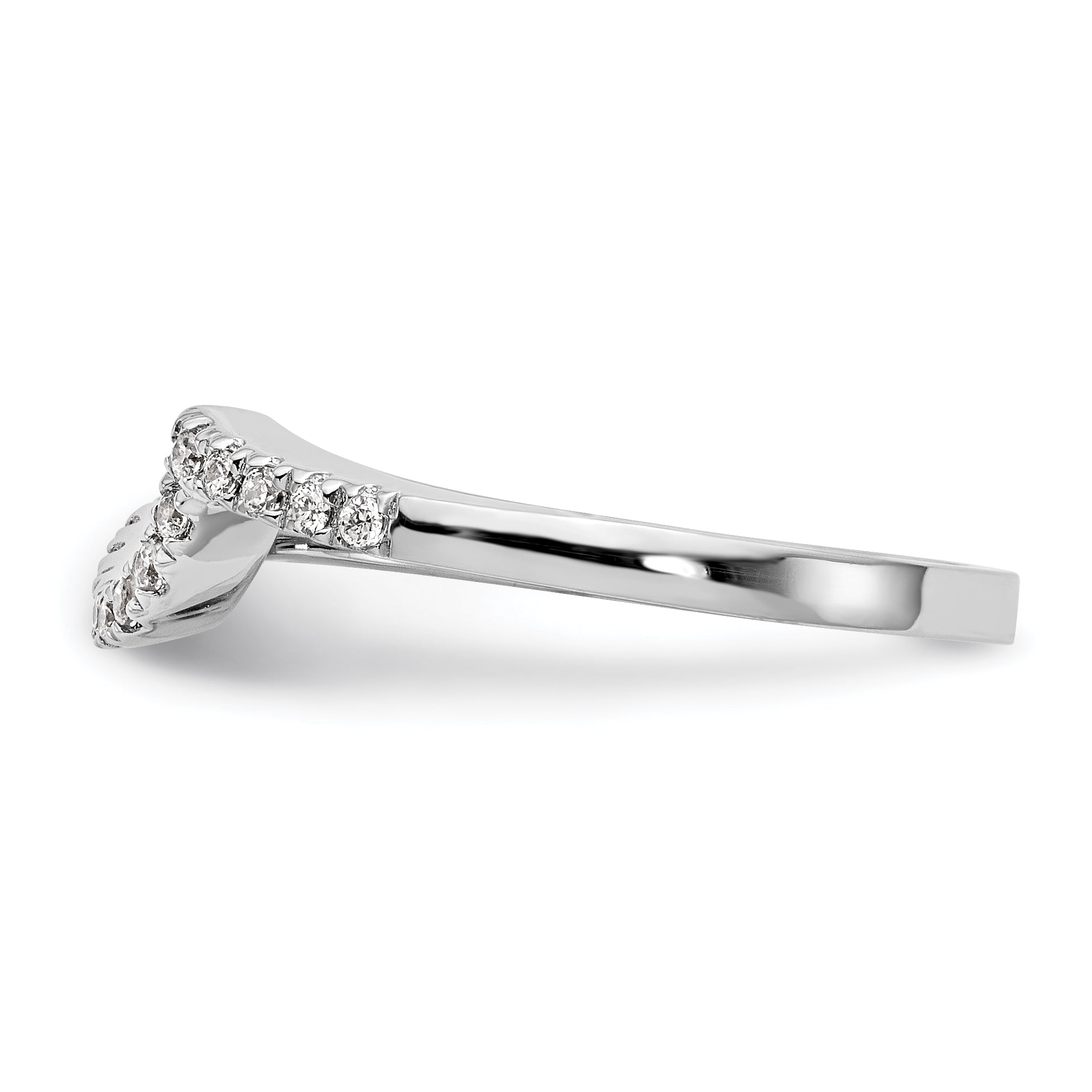 0.20ct. CZ Solid Real 14k White Gold Contoured Wedding Wedding Band Ring