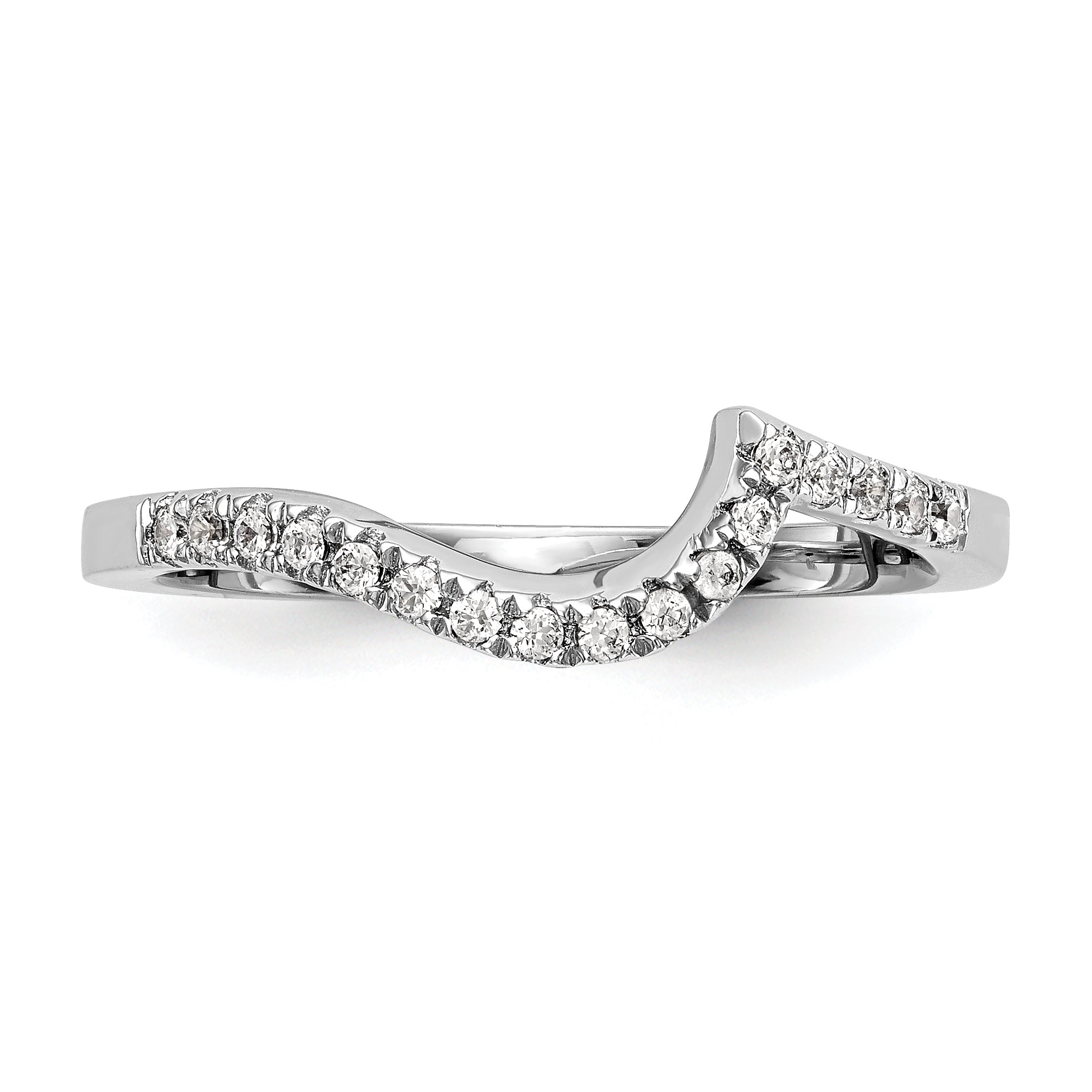 0.20ct. CZ Solid Real 14k White Gold Contoured Wedding Wedding Band Ring