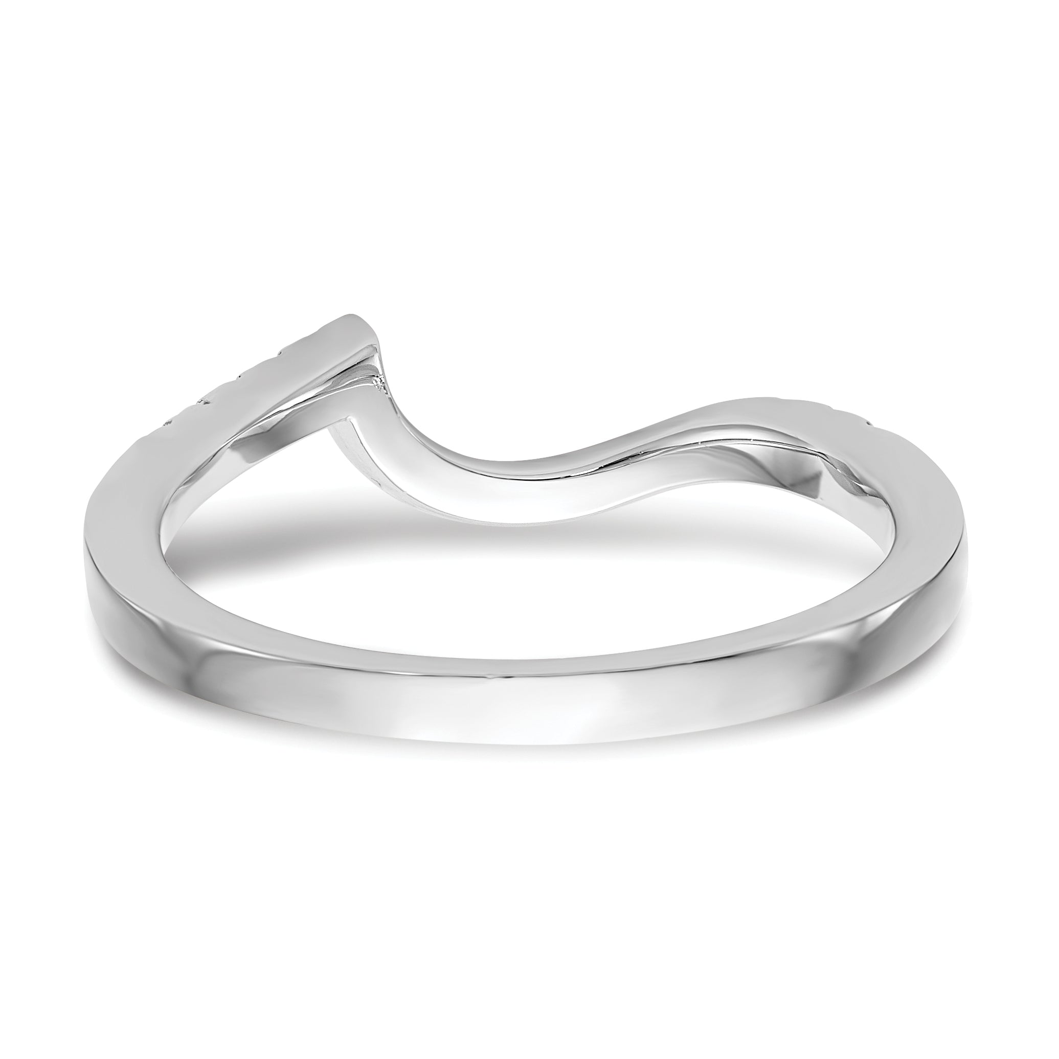0.20ct. CZ Solid Real 14k White Gold Contoured Wedding Wedding Band Ring