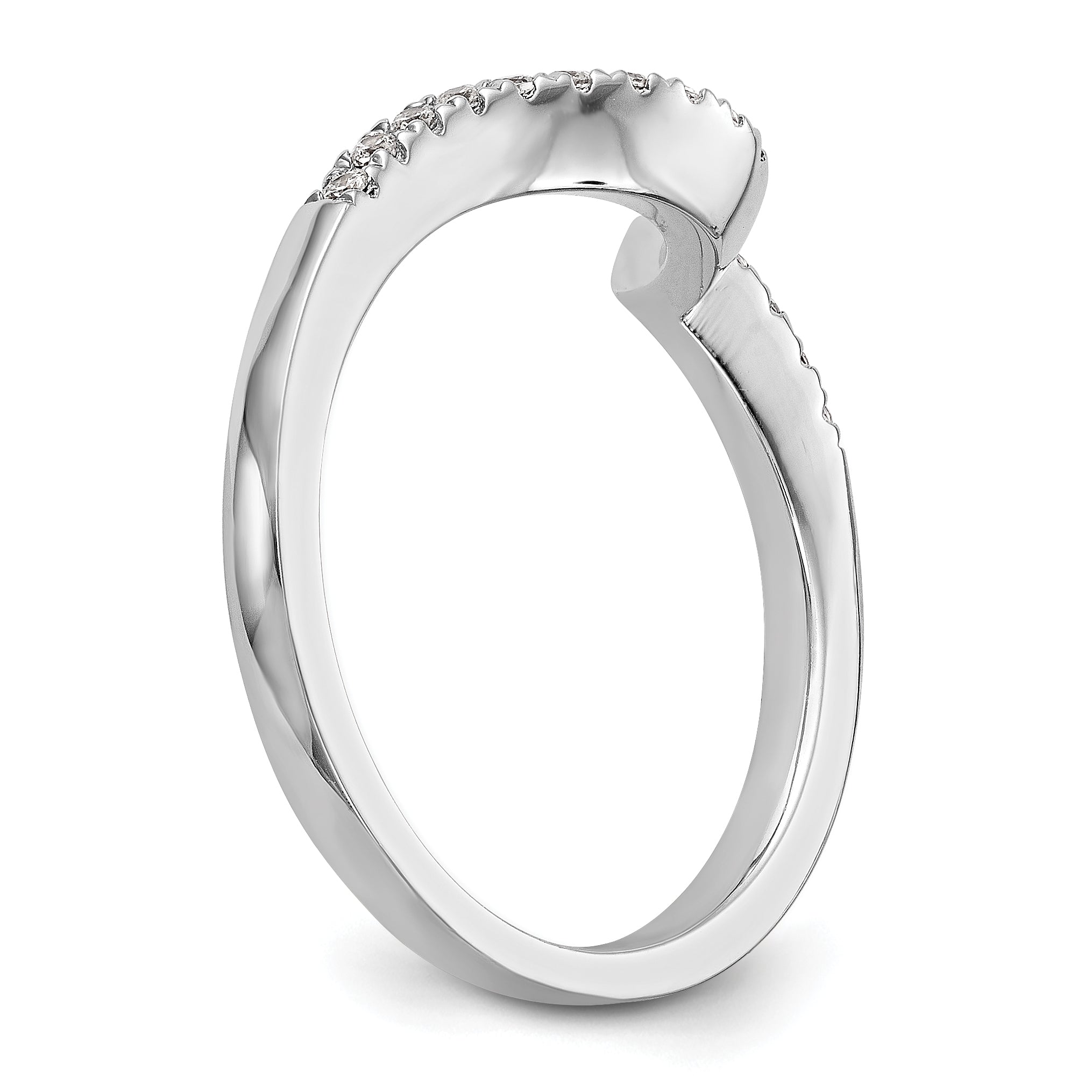 0.20ct. CZ Solid Real 14k White Gold Contoured Wedding Wedding Band Ring