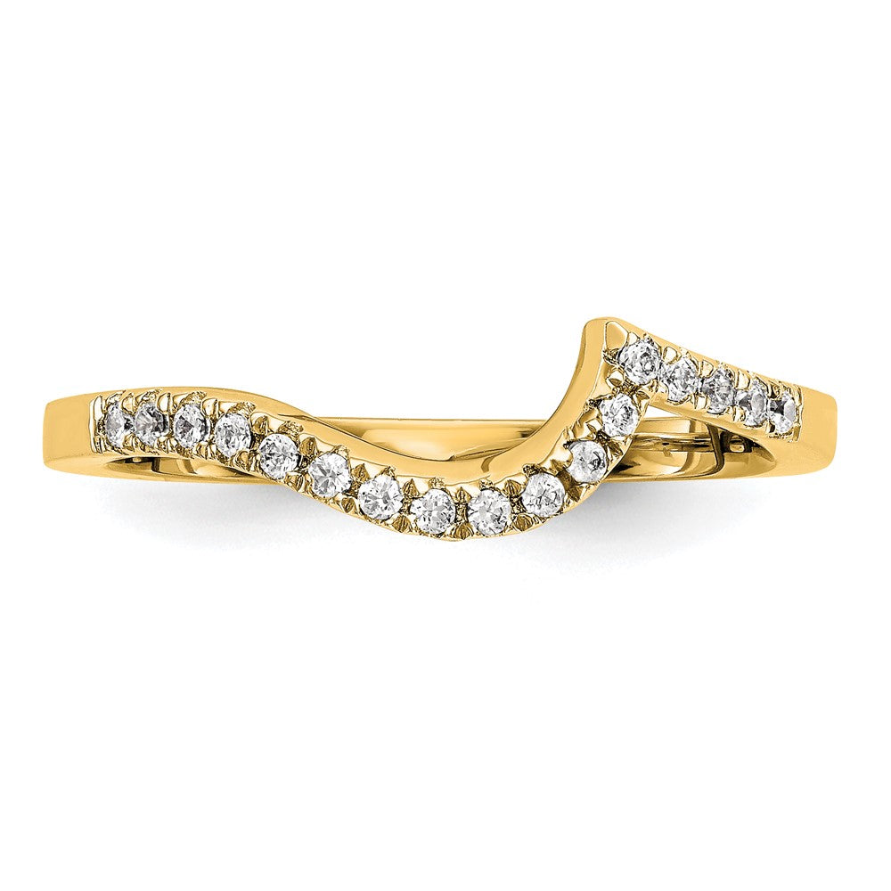 0.18ct. CZ Solid Real 14k Yellow Gold Contoured Wedding Wedding Band Ring