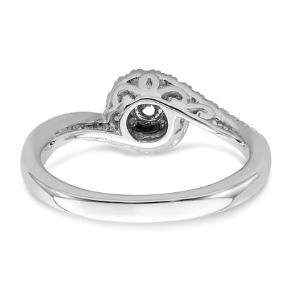 0.25ct. CZ Solid Real 14k White Gold Round By-Pass Engagement Ring