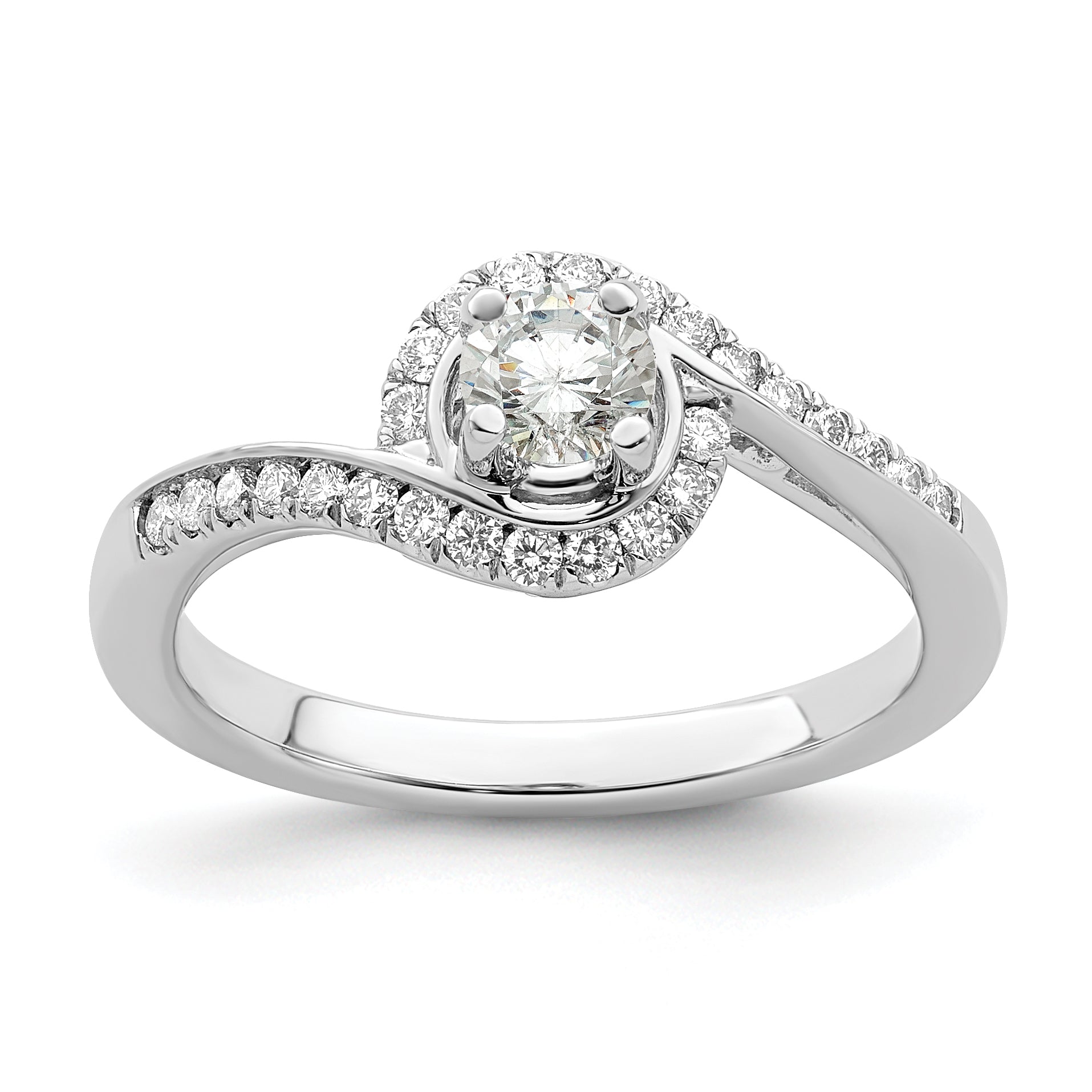 0.50ct. CZ Solid Real 14k White Gold Round By-Pass Engagement Ring