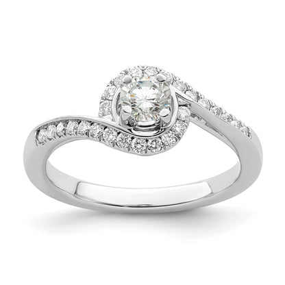 0.50ct. CZ Solid Real 14k White Gold Round By-Pass Engagement Ring