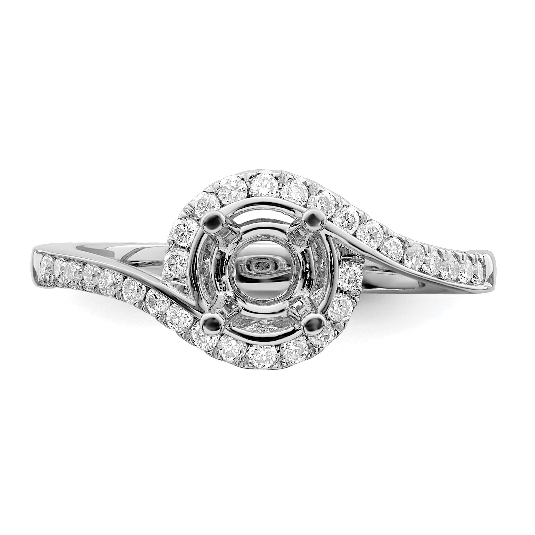 0.75ct. CZ Solid Real 14k White Gold Round By-Pass Engagement Ring