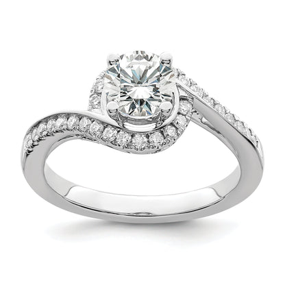 0.75ct. CZ Solid Real 14k White Gold Round By-Pass Engagement Ring