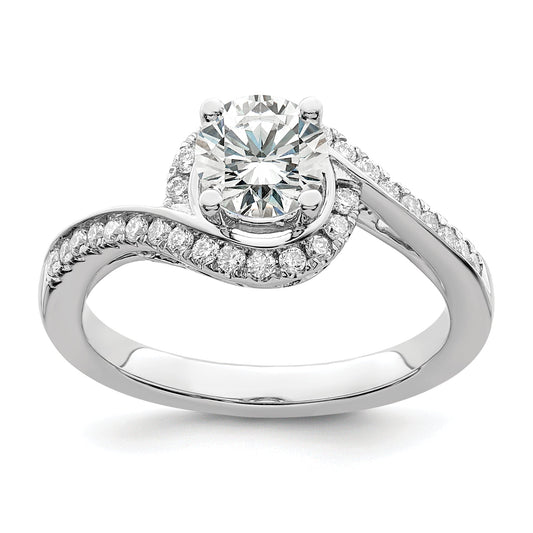 0.75ct. CZ Solid Real 14k White Gold Round By-Pass Engagement Ring