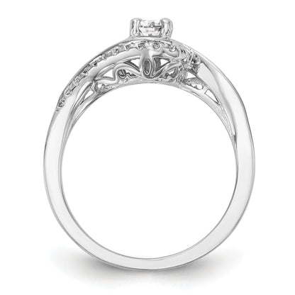 1.00ct. CZ Solid Real 14k White Gold Round By-Pass Engagement Ring