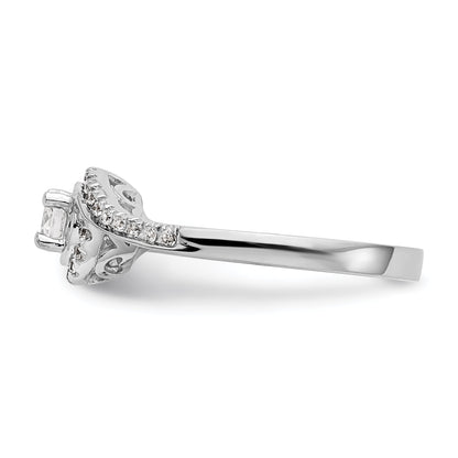 1.00ct. CZ Solid Real 14k White Gold Round By-Pass Engagement Ring