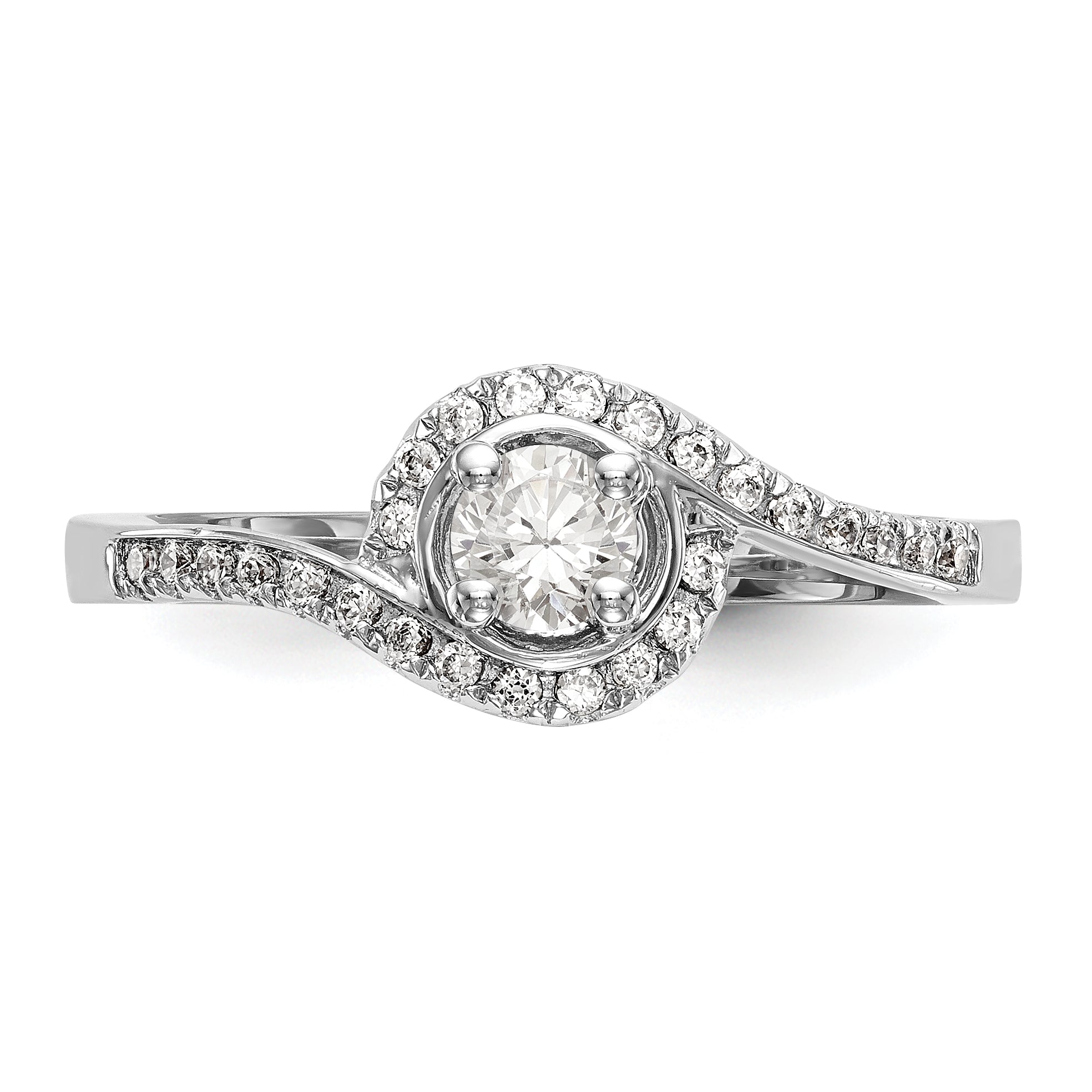 1.00ct. CZ Solid Real 14k White Gold Round By-Pass Engagement Ring