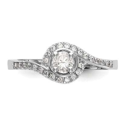 1.00ct. CZ Solid Real 14k White Gold Round By-Pass Engagement Ring