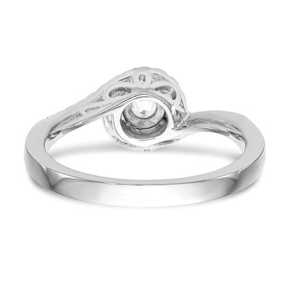 1.00ct. CZ Solid Real 14k White Gold Round By-Pass Engagement Ring