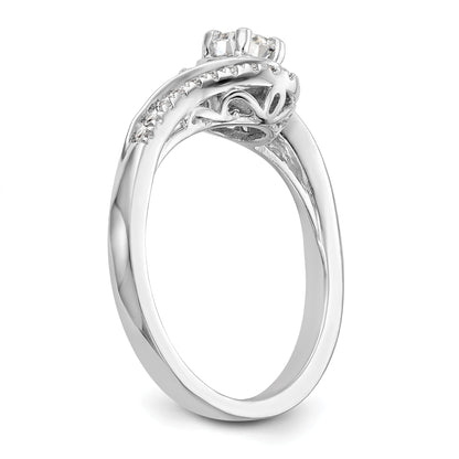 1.00ct. CZ Solid Real 14k White Gold Round By-Pass Engagement Ring