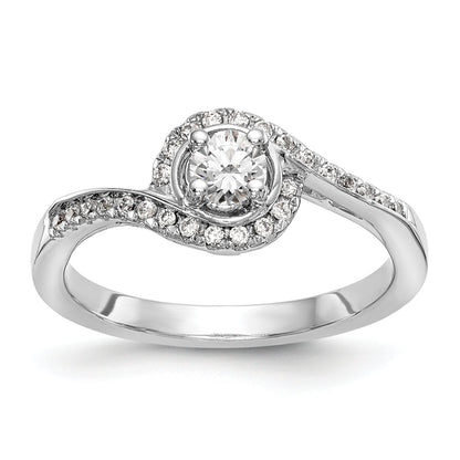 1.00ct. CZ Solid Real 14k White Gold Round By-Pass Engagement Ring