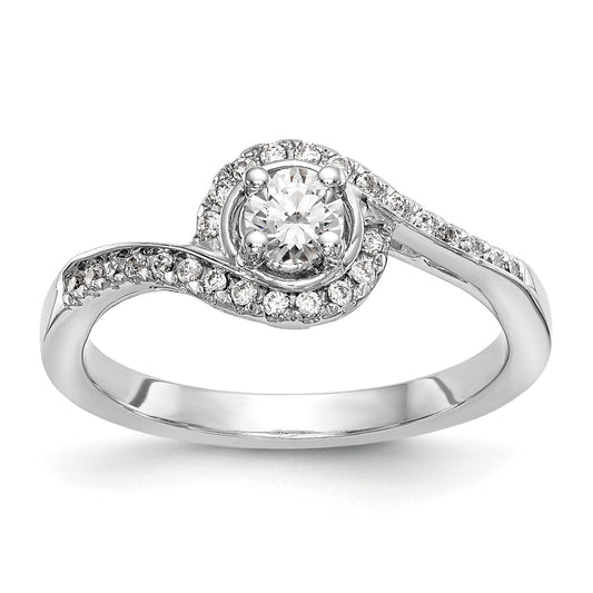 1.00ct. CZ Solid Real 14k White Gold Round By-Pass Engagement Ring