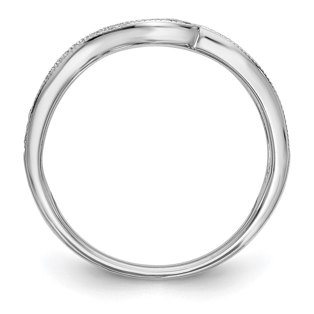 14k White Gold Real Diamond Contoured Wedding Band