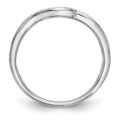 14k White Gold Real Diamond Contoured Wedding Band