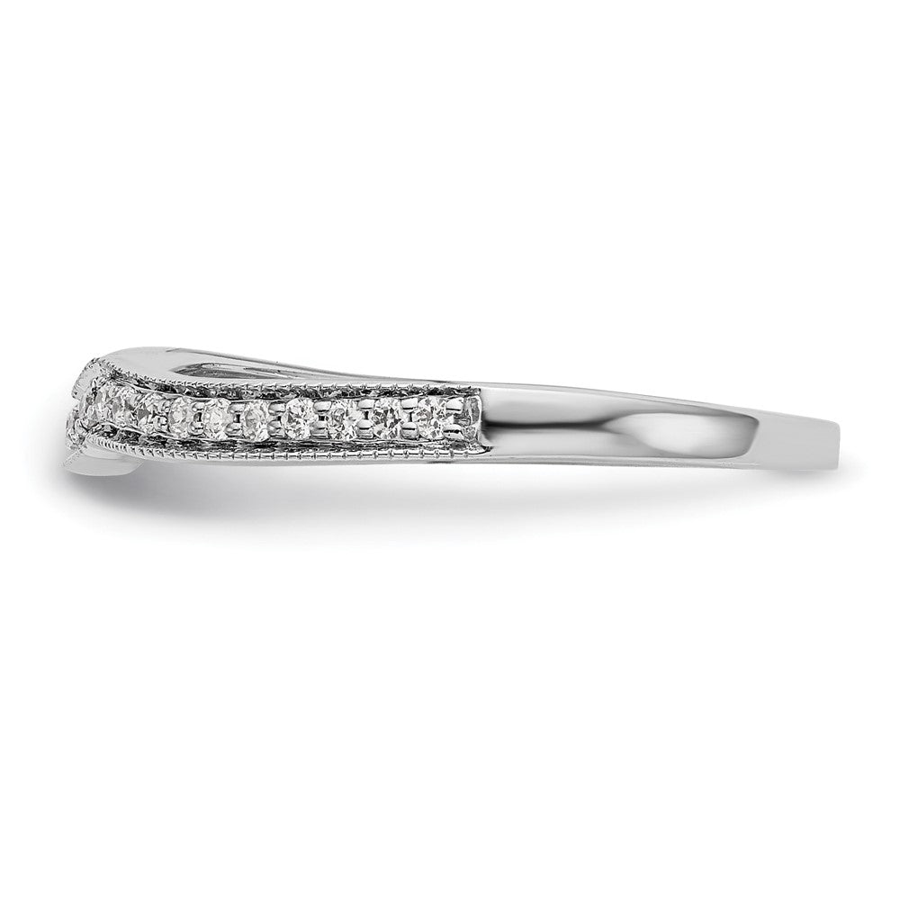 14k White Gold Real Diamond Contoured Wedding Band